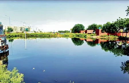रेवाड़ी के धारूहेड़ा में राजस्थान के भिवाड़ी औद्योगिक क्षेत्र से आ रहा प्रदूषित काला पानी।-हप्र